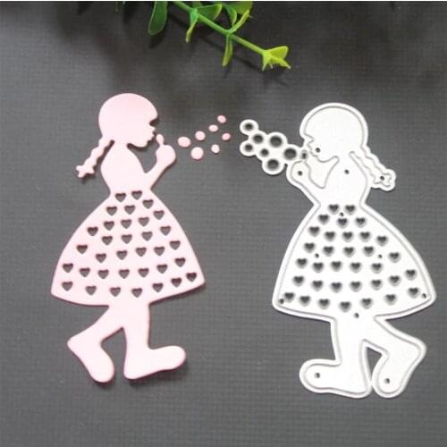 Little Girl Blowing Bubbles DIY Handicrafts Cutting Dies Metal Cutting Stencils H58C