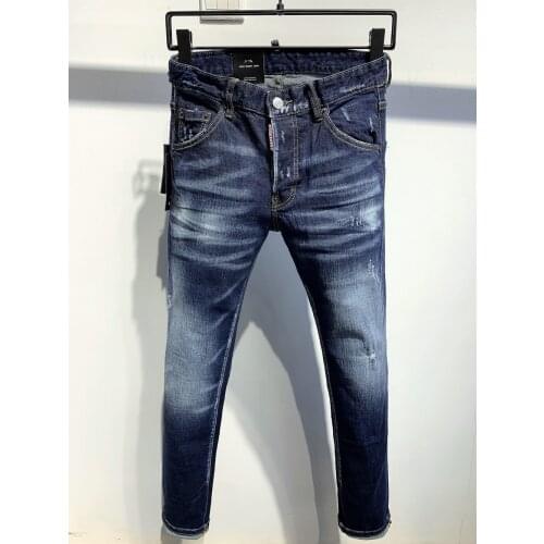 2021 New DSQUARED2 Mens/Womens Ripped Jeans, Fashion Washed Frayed , Made Old Stretch Pants 9811