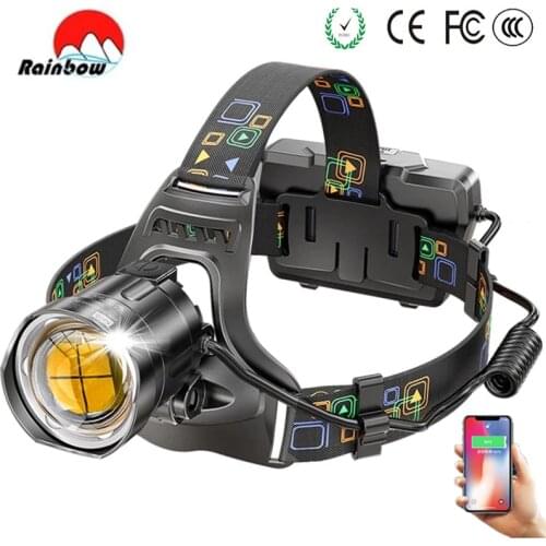 500000LM XHP100 Most Powerful Led Headlamp XHP90 High Power Camping Headlight USB Rechargeable Head Flashlight Fish Head Lamp
