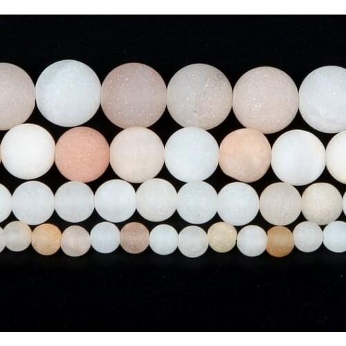 Natural Stone Frosted Pink Aventurine Agates Round Loose Beads For Jewelry Making Needlework Bracelet Diy Strand4-12MM