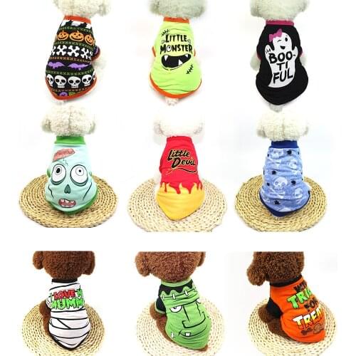 Pet Clothes Halloween Decoration for Small Dogs Halloween Costume Dog Shirts Cotton Small Dog Shirt Cute Pet T-Shirt