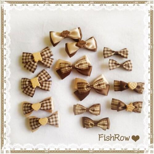 Original hand-made lolita small edge clip curry bow biscuit hairpin soft girl hairpin