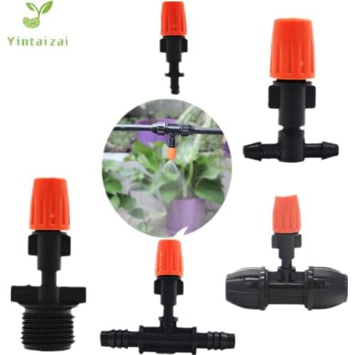 Adjustable Misting Sprinkler With Barb Tee For Garden Watering Potted Plant Water Tools Micro Irrigation Drip Fittings