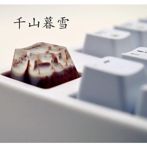 Resin Wooden Key Cap Sealed With A Kiss Personality Customized Creative Mechanical Keyboard Translucent Keycap OEM R4 Height