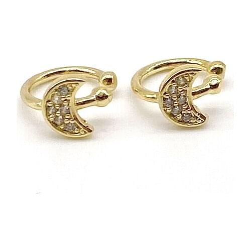 5pairs/lot Popular Elegant CZ Moon Ear Clips Gold Earrings For Girls