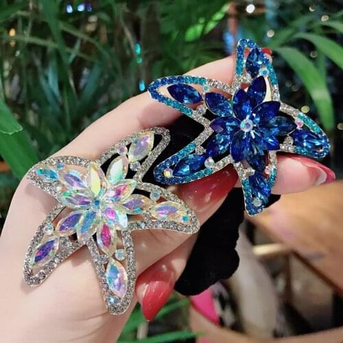 Ball Head Rhinestone Starfish Tie Hair Large Intestine Ring New Adult Flannel Metal Hair Ring Headdress