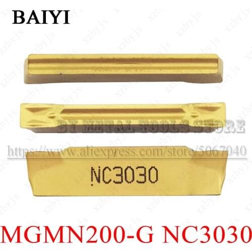 10PCS MGMN200-G NC3030 grooving inserts turning tool CNC cutter lathe 2mm slotted blade metal turning lathe tools MGMN200