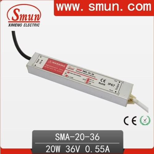 20W18-36A 0.55A constant current waterproof IP67 LED driver switching power supply for led strip light CE ROHS 1 year warranty
