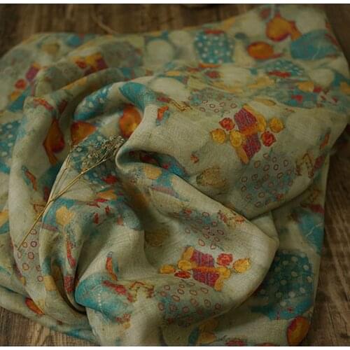 High quality ramie tissu Beautiful digital printing patchwork High end dress cheongsam fabric