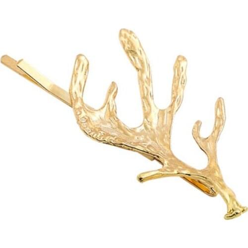 Glamour Female Golden Antlers Leaf Branch Frame Alloy Metal Hairpin Hairpin Pin Accessories Girl Headdress Wholesale