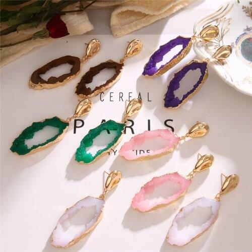 2020 New Bohemian Hollow Irregular Resin Stone ZA Drop Earrings for Women Charms Wedding Party Jewelry Trendy Dangle Earrings