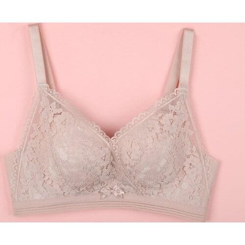 Womens Lace Bra Without Steel Ring, Beautiful Back Wrapped Chest, Comfortable Small Chest Gathered Elastic Padded Underwear