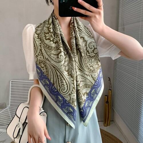 2021 High quality summer lady Beach silk scarf New style headscarf Women fashion pattern large square scarf Luxury Travel Shawl