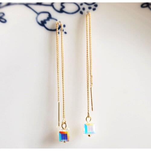 Gold fashion jewelry threader earrings handmade designer for women gift Minimalist unique