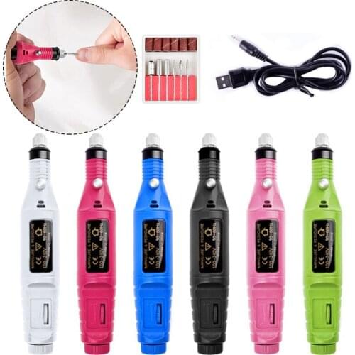 1 Set Pen Type Electric Grinder Nail Polishing Machine Manicure Machine Nail Art Decoration Buffer Nail File Nail Art Pen Tools
