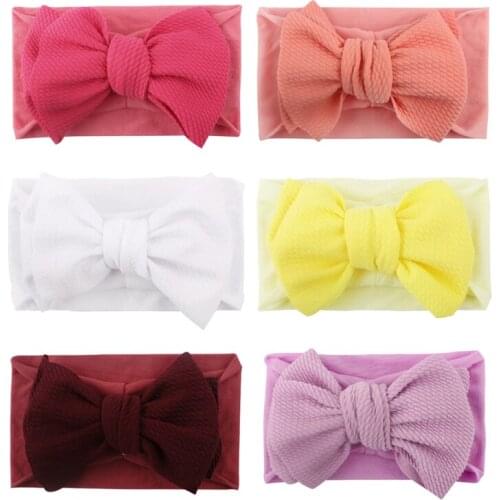1pcs Cute Bowknot Baby Headband Turban Solid Color Newborn Baby Girls Headdress Nylon Elastic Hair Band Gifts Props