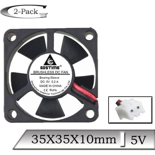 2Pcs Gdstime DC 5V 35mm 35x10mm Mini Brushless Axial DC Cooling Fan 35x35x10mm 3cm 3D Printer Radiator Fan
