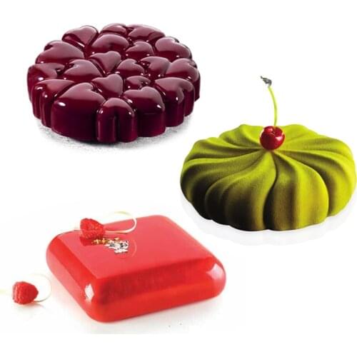 3PCS Silicone Mold Square Heart Pumpkin Shaped Mousse Mold Chocolate Cake Dessert Baking Form Pan Cake Decorating Tool