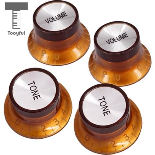 Tooyful 4Pcs Tone Volume Control Button Knob for Strat SQ Electric Guitar Bass