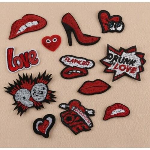 50pcs/lot Mouth Letter Embroidery Patches Letters Clothing Decoration Accessories Diy Iron Heat Transfer Applique Patches