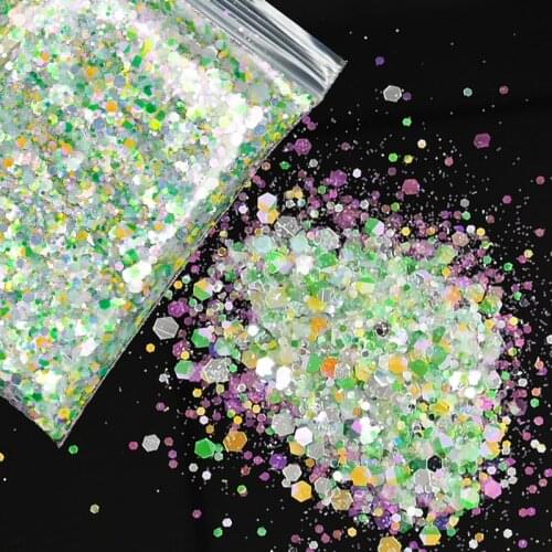 500g/Bag Double-colors Sparkly Nail Glitter Mix Holographic AB Mixed Flakes Sequins Mirror Effect Paillette Glitter Powder PD89