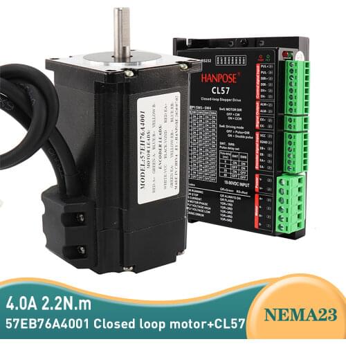 57CME22 DC-18-90V Servo Drive 57EH76-SFU1204 L300MM 4.0A 2.2N.m NEMA23 Closed Loop Ball screw motor +CL57 drive for CNC milling