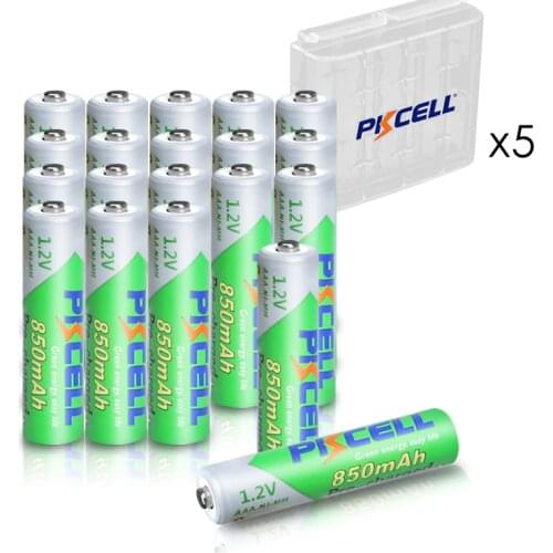 20pcs PKCELL AAA Battery 850mAh 1.2V NI-MH AAA Low self discharge 3A Rechargeable batteries and 5pcs battery box holder AA/AAA