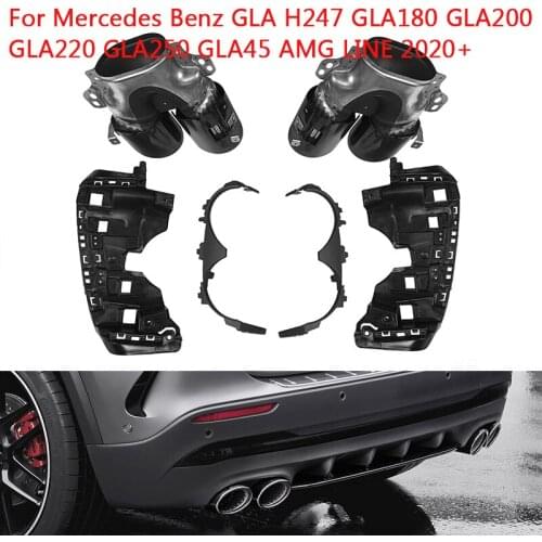 Car Turbo Muffler Double Exit Exhaust Tips Pipe Exits For Mercedes Benz GLA H247 GLA180 GLA200 GLA220 GLA250 GLA45 AMG LINE 2020