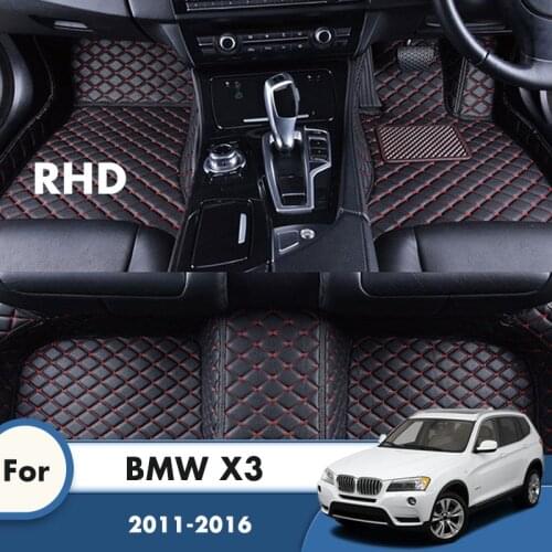 RHD Car Floor Mats For BMW X3 2016 2015 2014 2013 2012 2011 Artificial Leather Carpets Custom Foot Pads Car Accessories Interior