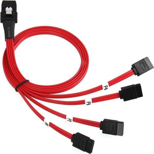 Breakout Cable Hard Drive Splitter Cable Internal Mini SAS SFF-8087 36Pin Male to 4Pin SATA 7P Female Breakout Cable Red