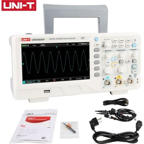 UNI-T Digital Oscilloscope Two Channel Input Signal Generator Desktop Oscilloscope 1GSa/s Sampling Rate WCGA(800*480)UTD2102CEX