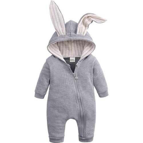Baby Pants and a climbing suit Fashion Pure Color Rabbit Ear Coat Autumn Winter One piece Hot Style Clothes Suitable 0-24 Month