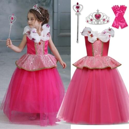 Girls Kids Princess Dress For Children Princess Beauty Costume Halloween Cosplay Dress Up Fancy Summer Carnival Ruffles Disguise