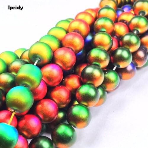 Ipridy Matte double-color effect Mixed Spray Painted Round Glass Bead Strands, 6mm 8mm 10mm 12mm Hole: 1.5mm 5 strands/lot