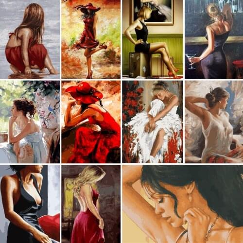 50/65/75cm Painting By Numbers woman Sexy Oil Painting Portrait Pictures By Number Paint By Numbers For Adults Home Decor