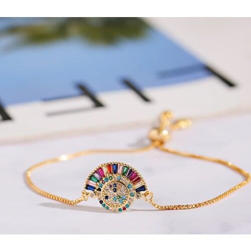 Classic Bracelets Bangles For Women Bijoux Femme 2020 Trendy Semicircle Zircon Copper Charm Bracelet