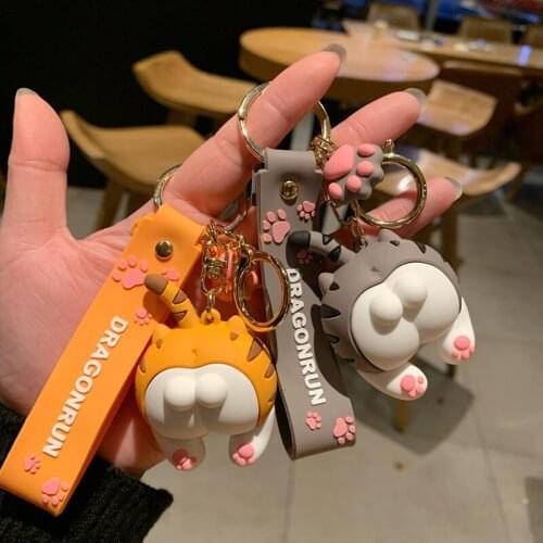Cats Doll Child Toy INS Kawaii Girl Gift Cat Butt Keychain Cartoon Female Cute Couple Gift Bag Ornament Car Key Chain Decoration
