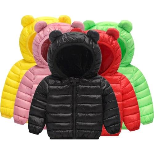 2020 New Boys Girls Cotton Winter Jacket Outwear Fashion Children Cotton-padded Cartoon Ear Hoodies Boys Girls Winter Warm Coat
