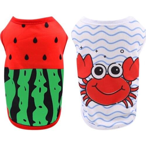 Summer Pet Dog Vest Cute Fashion Breathable Clothes Polyester Sleeveless T-Shirt Cartoon Pattern Fashion Print Shirt Pet Costume