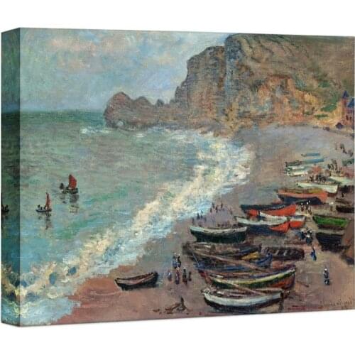 Boats on the Beach at Etretat Claude Monet Canvas Art Oil Painting Impressionist Painting Landscape decor