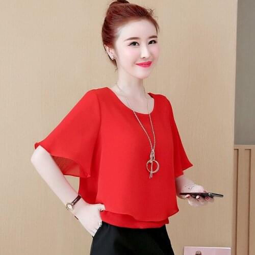 Fashion women blouse shirt 2020 causal plus size 6XL 7XL 8XL half sleeve women tops chiffon blouse women shirt blusas femininas