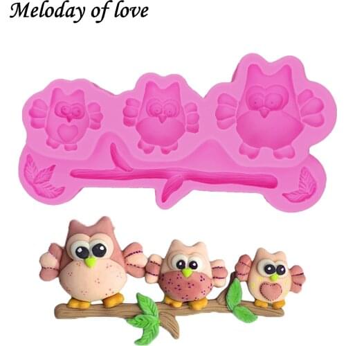 Cartoon animal tree Branch silicone mold Three owl chocolate cake decorating tools DIY baking tools cake stencil T1310