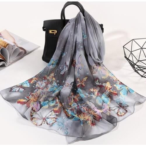 2020 NEW Beach Bubble butterfly print chiffon scarf silk square hijab cool shawl ladies foulard femme Scarves hair bufanda mujer