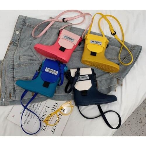 2021 Newest Women Ladies Fashion Creative Shoulder Bag Rain Boot Shape Funny Wild Casual Silica Gel Crossbody Handbag