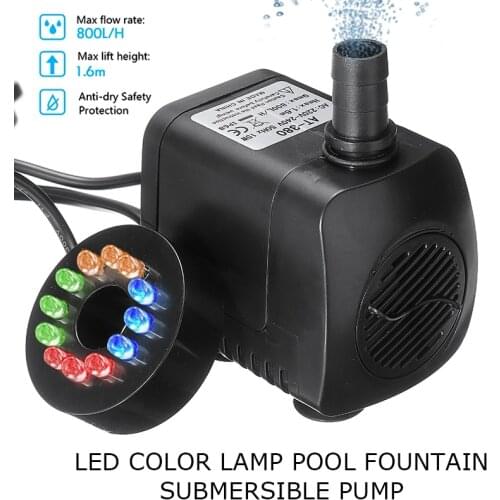 15W LED Colorful Light Pool Fountain Submersible Pump UK Plug 220V Water Pump Garden Decoration Sitting Type