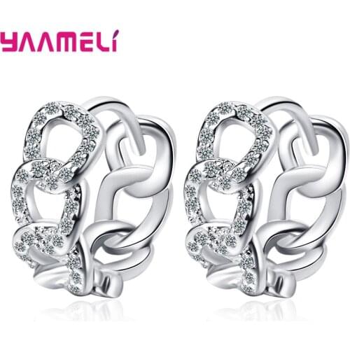 Promotion Sale 925 Sterling Silver Cubic Zircon Women Jewelry Crystal Rhinestone Wedding Engagement Simple Round Hoop Earrings