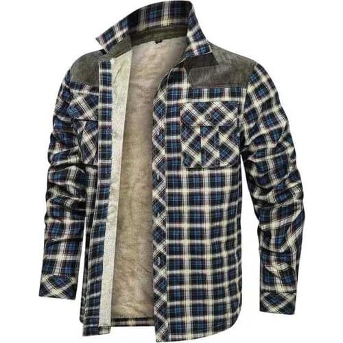 Mcikkny New Men Winter Plaid Shirts Long Sleeves Fleece Lined Top Coats For Male Clothing Size M-3XL Thermal