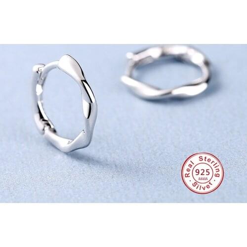 925 Sterling Silver Twist-shape Smooth Hoop Earrings Women Fashion Retro Circle Party Oorbellen Simple Couple Earring with Stamp