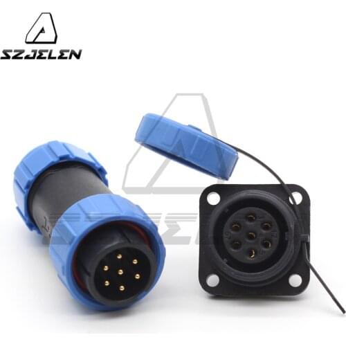 SP21 7 Pin Waterproof Connector Aviation Square Panel Mount Wire Connectors Male and Female Plug & Socket IP68