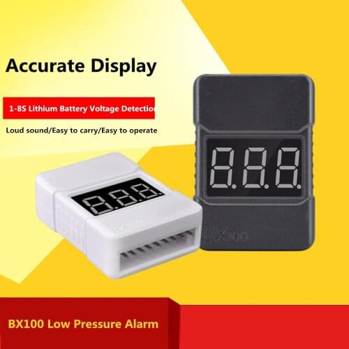 BX100 1S-8S Battery Voltage Meter Tester Lipo Battery Monitor Buzzer Alarm Indicator For 3.7v 7.4v 11.1v RC Drone Helicopter